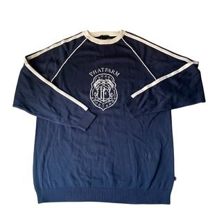 Phat Farm Navy Luxe Sportsman Vintage Crewneck‎ Sweater Mens XXL Hip Hop NOS